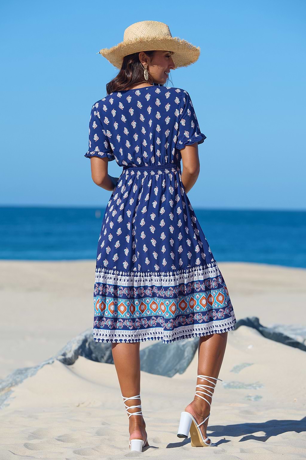 Sunlit Shores Ornate Midi Dress