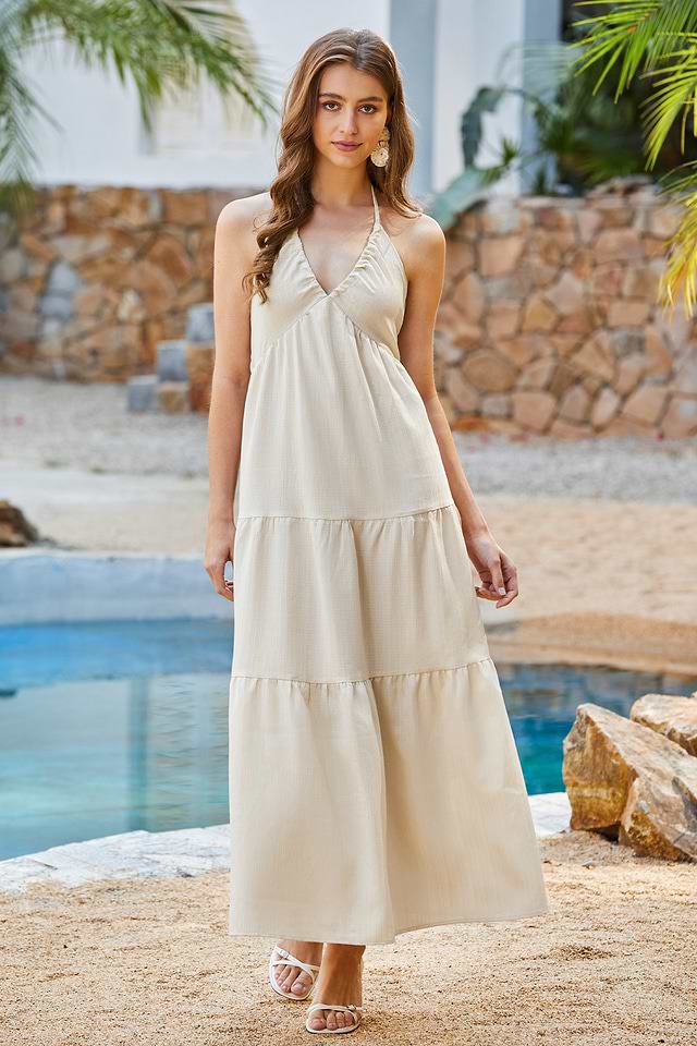 maxi dress high neck Prom Dress | Formal Dress | Maxi Dress | Prom Gown | Champagne | 0 | Daphne High Neck Maxi Dress - Champagne