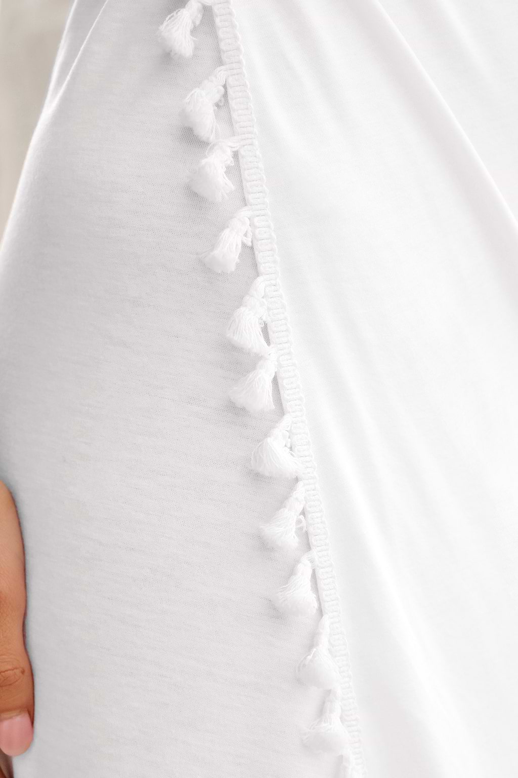 White Tassel Trim Cover-Up Maxi Dress