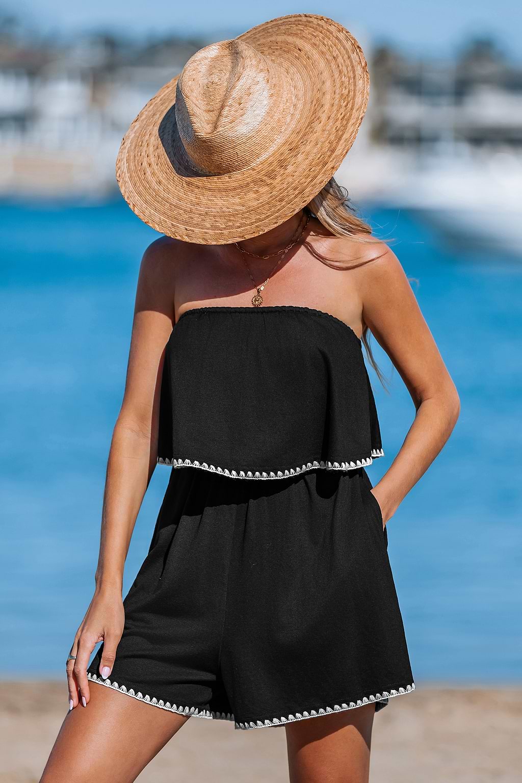 Stitch in Time Black Playsuit
