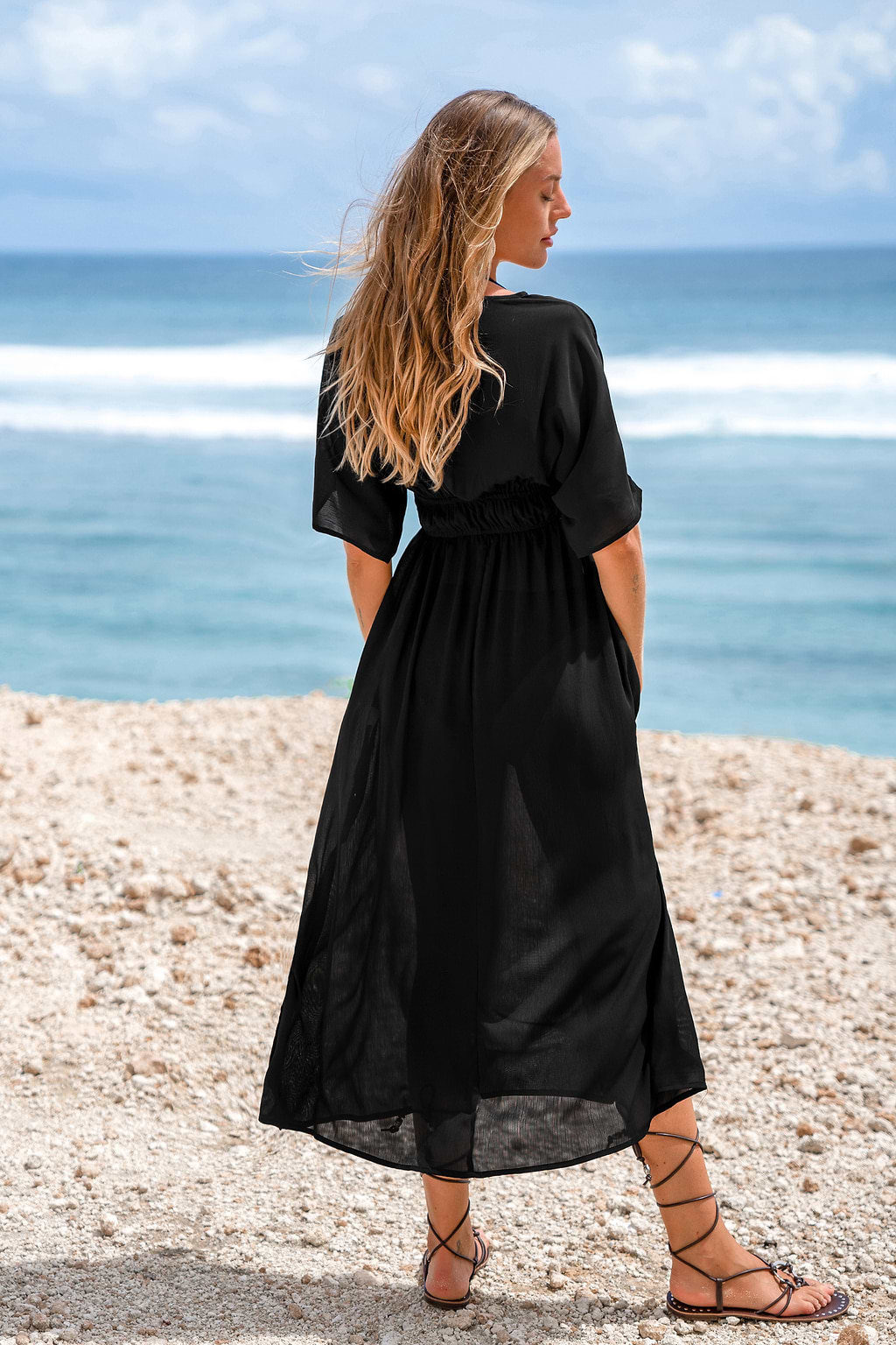 Flow With Me Black Cover-Up Maxi Dress