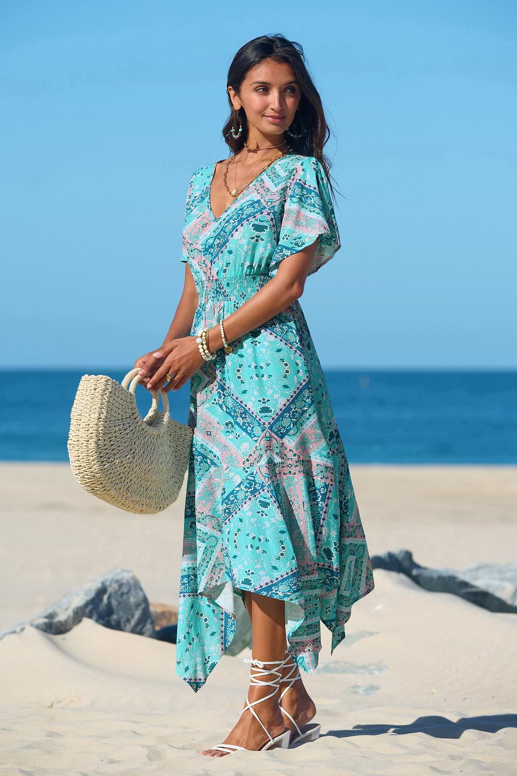 Bohemian Seas Blue Midi Dress