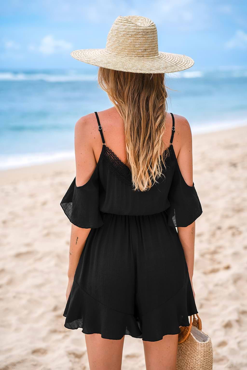 Moonlit Lace Black Playsuit