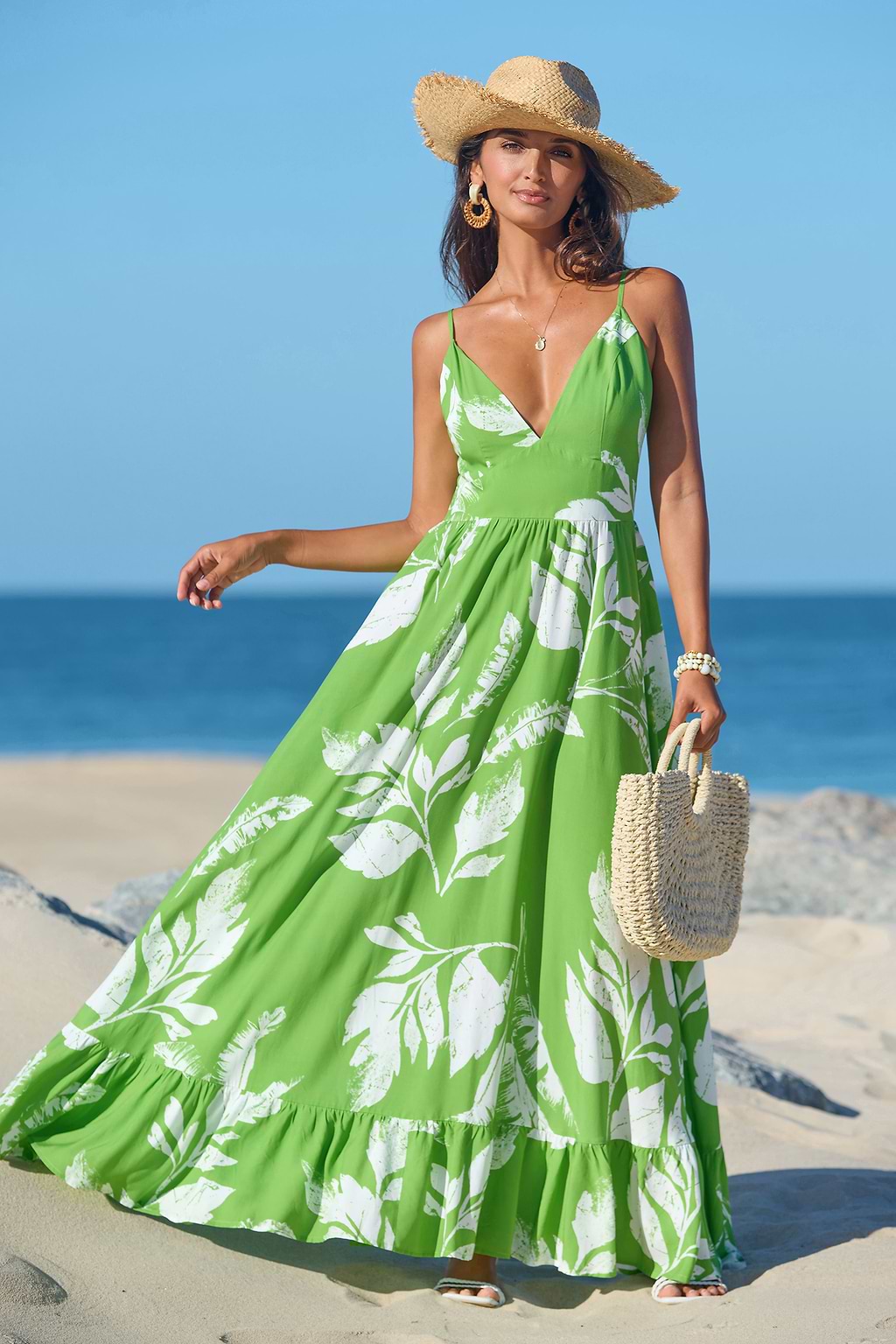 Lemon Blossom Tropical Maxi Dress