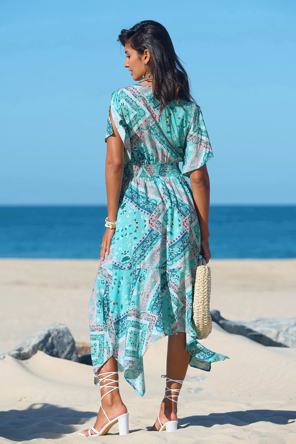 Bohemian Seas Blue Midi Dress