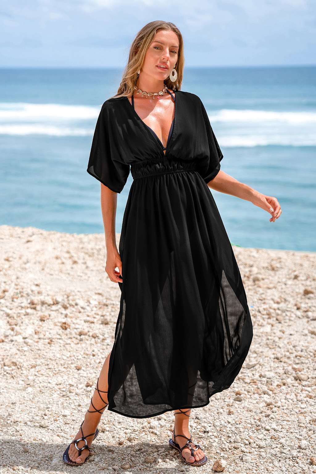 Flow With Me Black Cover-Up Maxi Dress