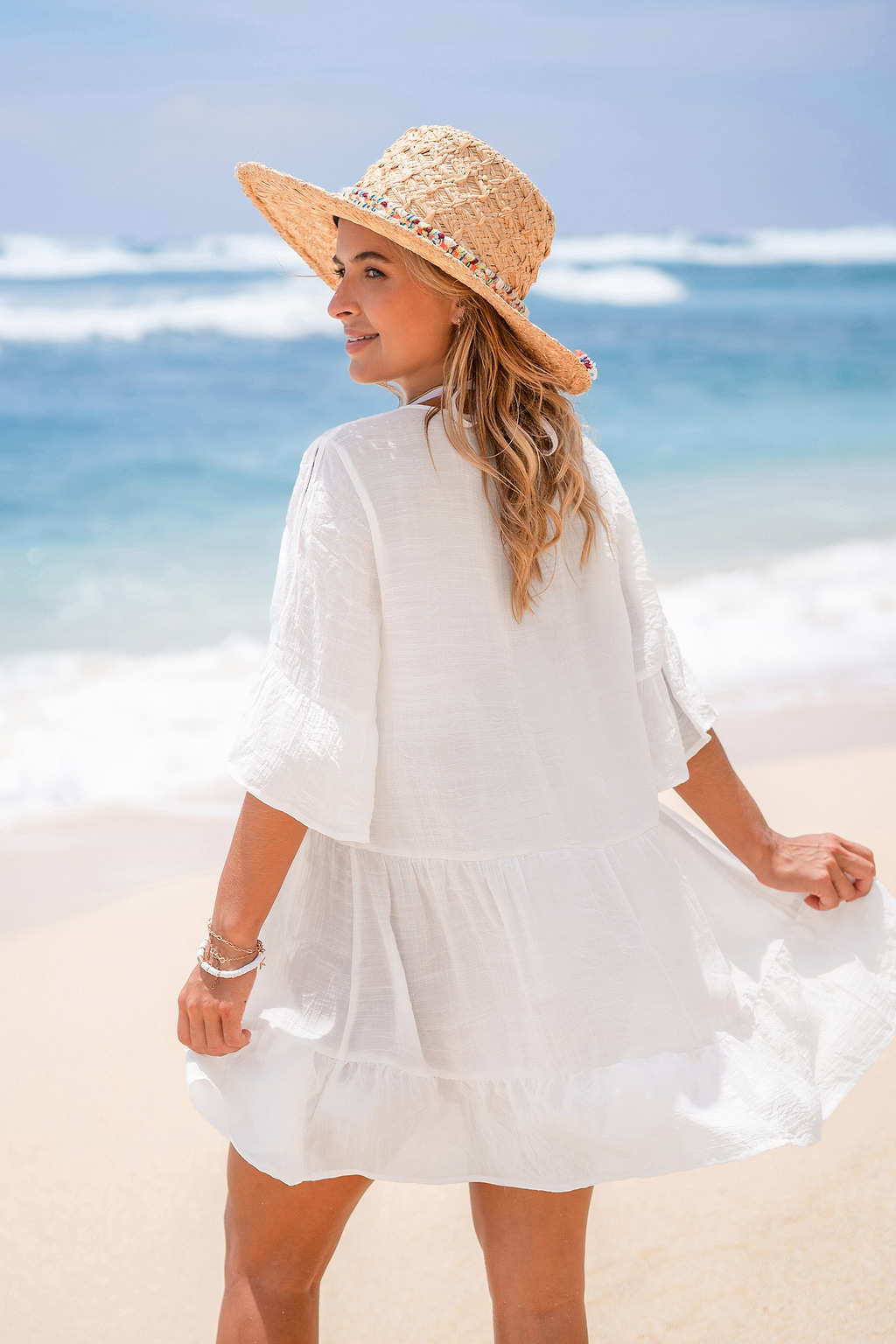 Wind In My Hair White Cover-Up Mini Dress