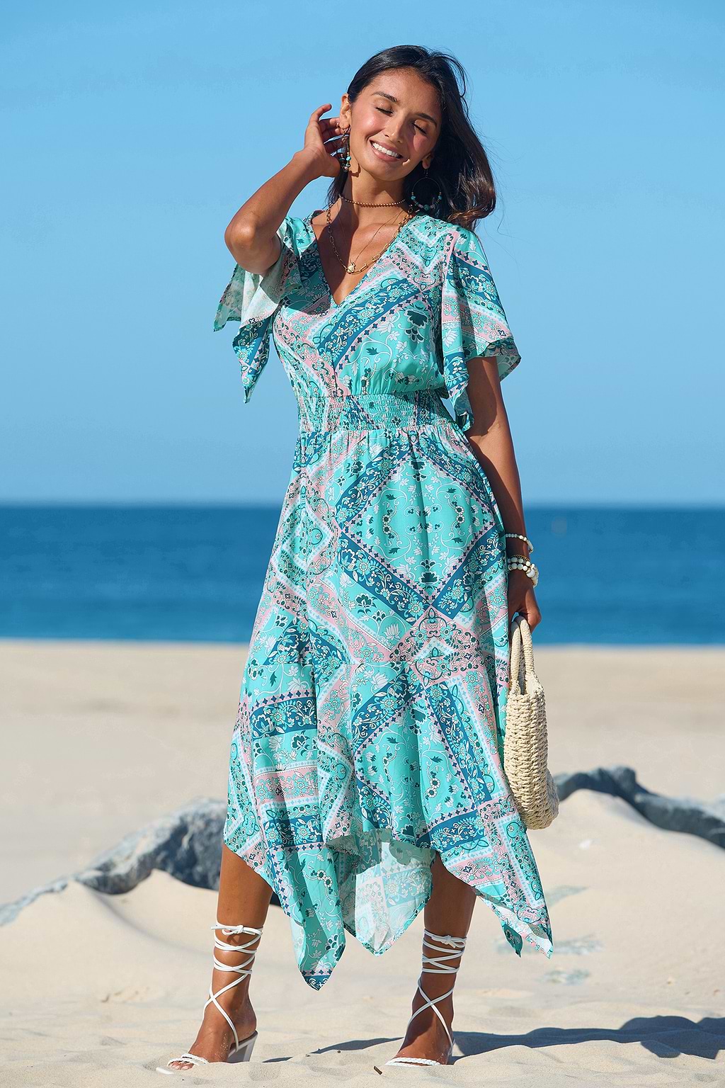 Bohemian Seas Blue Midi Dress