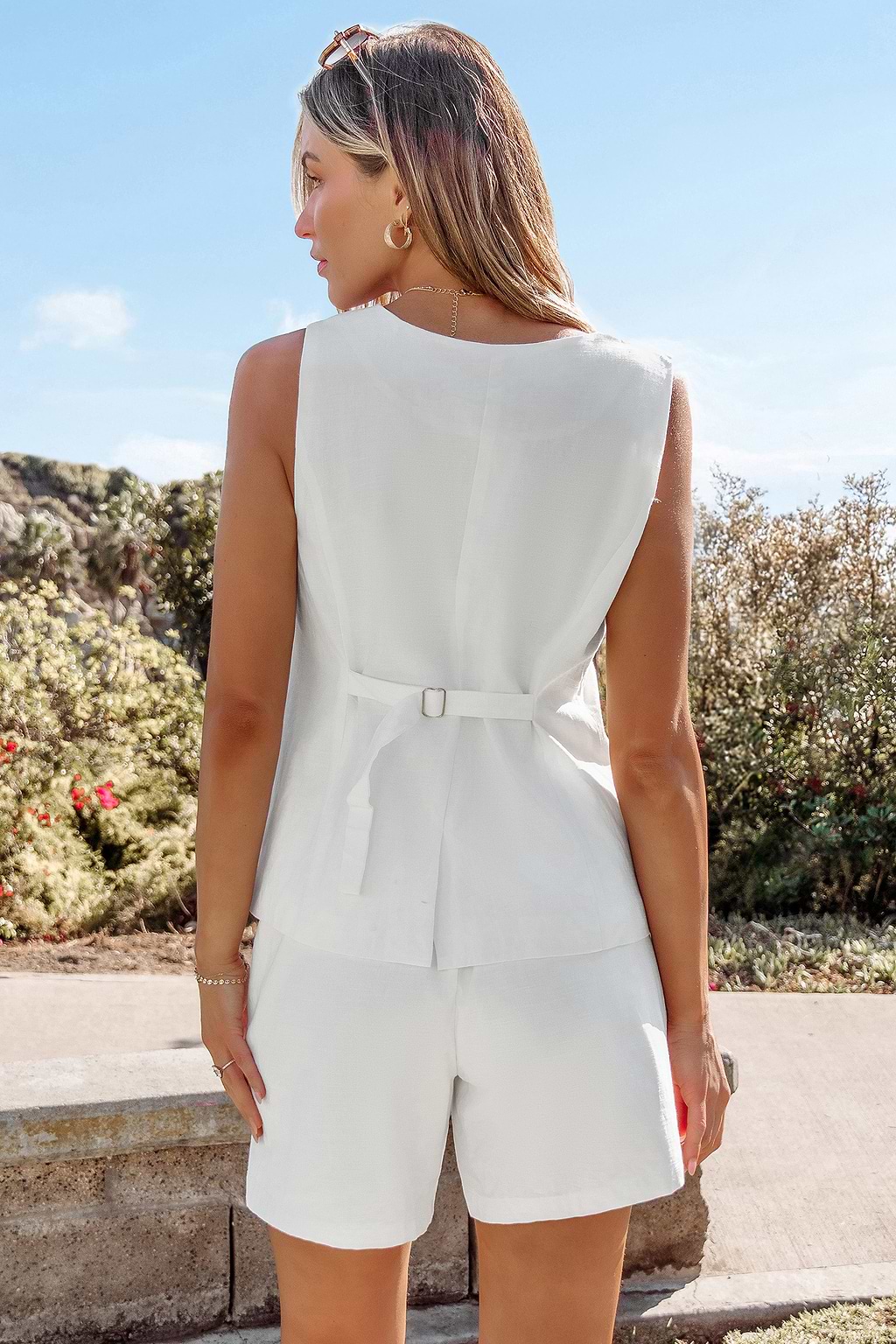 Hamptons Summer White Vest & Shorts Set