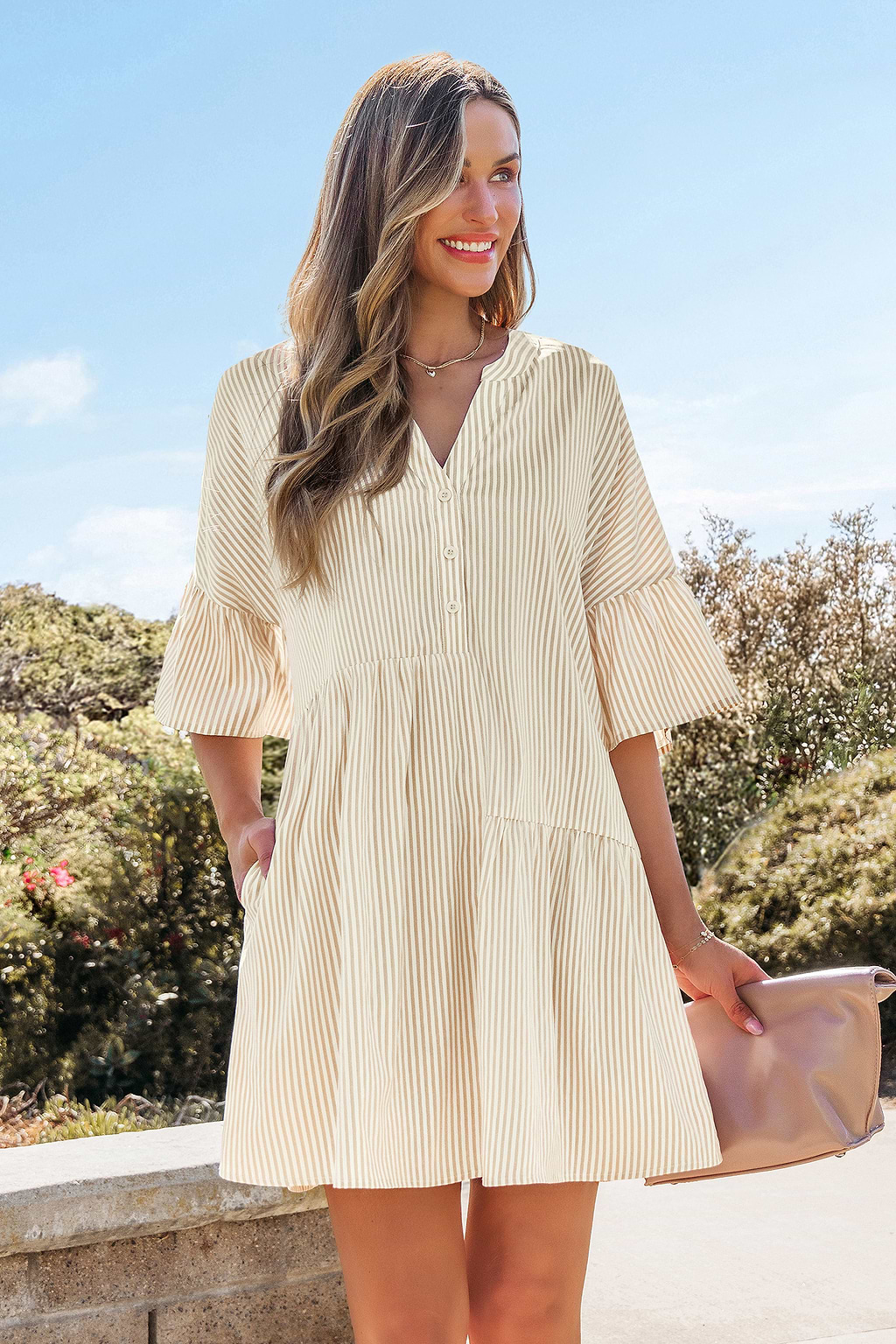 Off Beat Striped Mini Dress