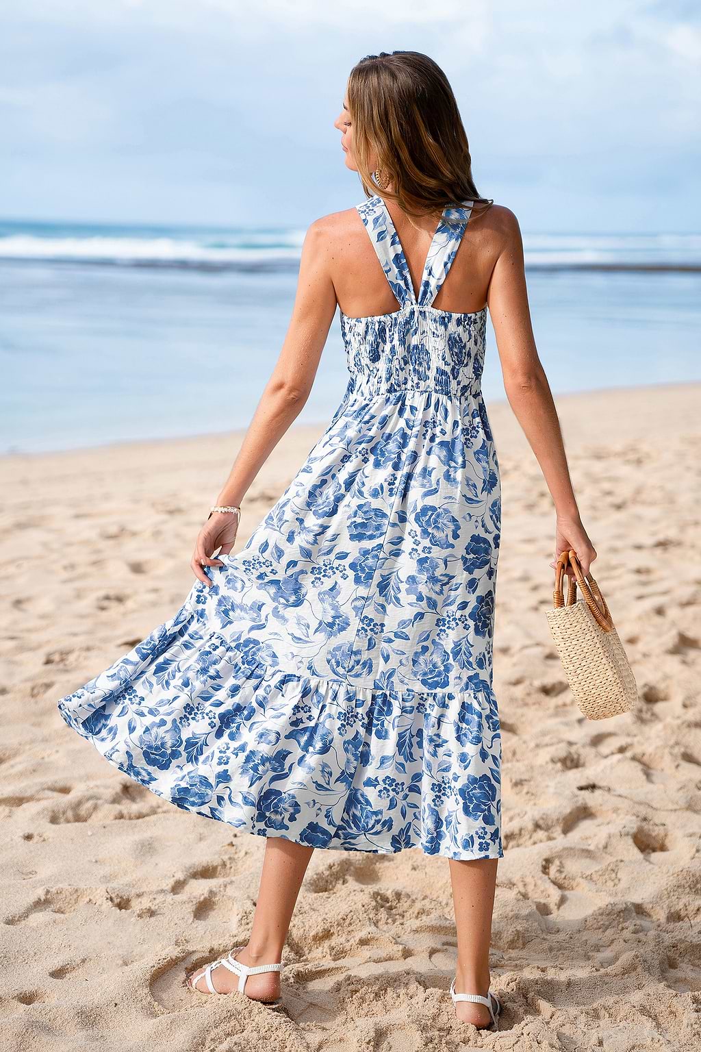 Watercolor Petals Floral Maxi Dress