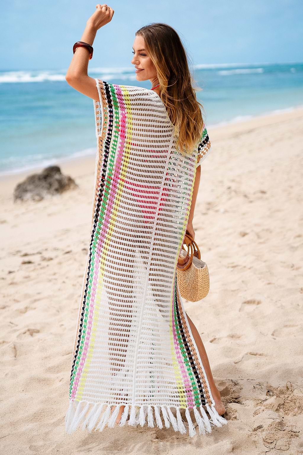 Painted Horizon Beige Cover-Up Maxi Dress