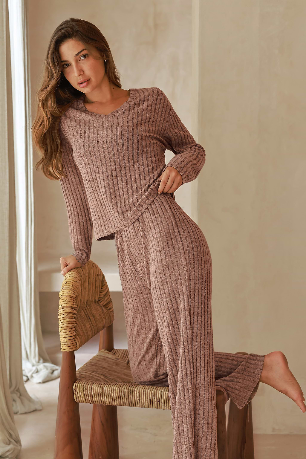 Rest & Relaxation Brown Pajama Set