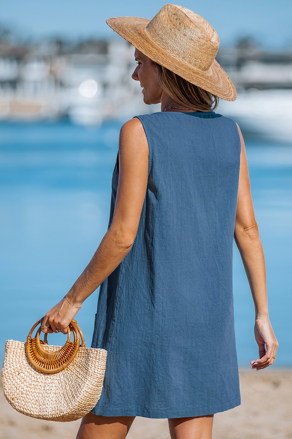 Cool Tide Blue Mini Dress