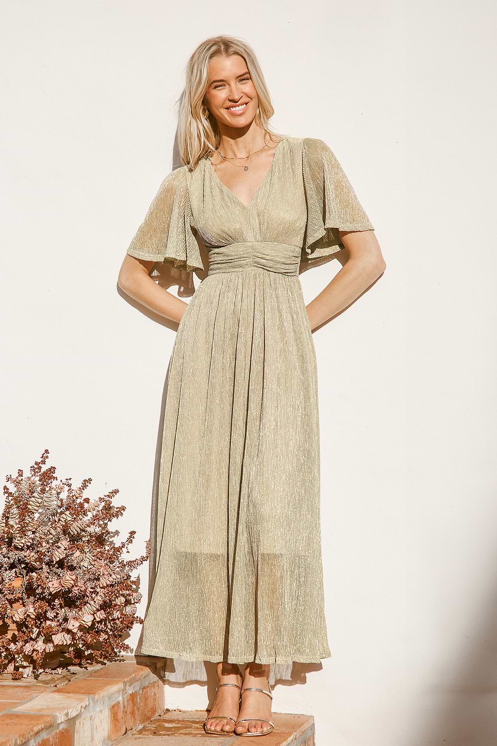 Dazzling Sands Beige Maxi Dress
