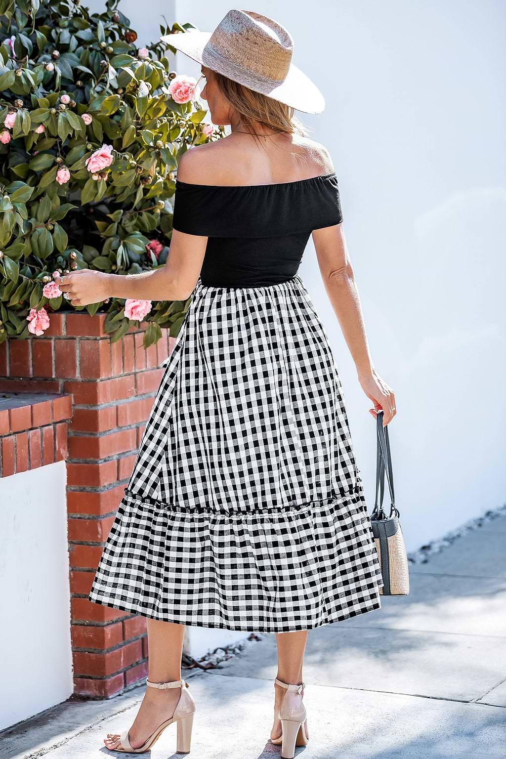 Vintage Look Gingham Midi Dress