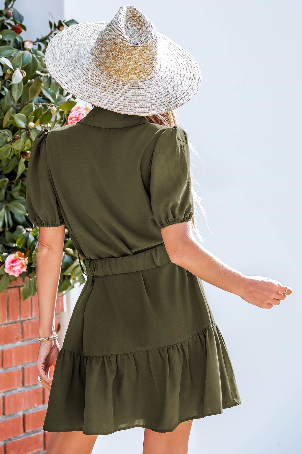 Buckle Up Olive Mini Dress
