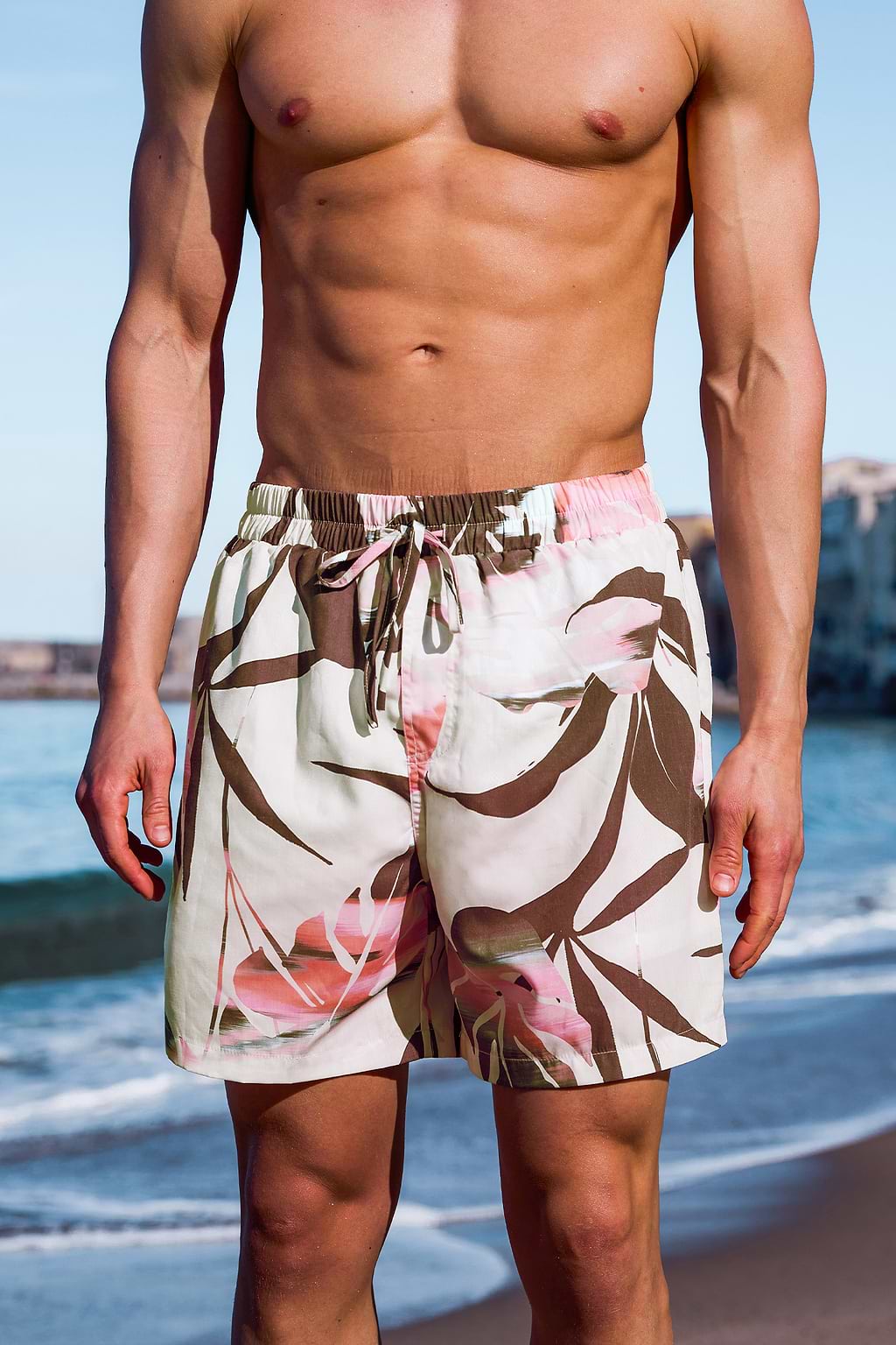 Pantaloncini da spiaggia tropicali Sunset Palms