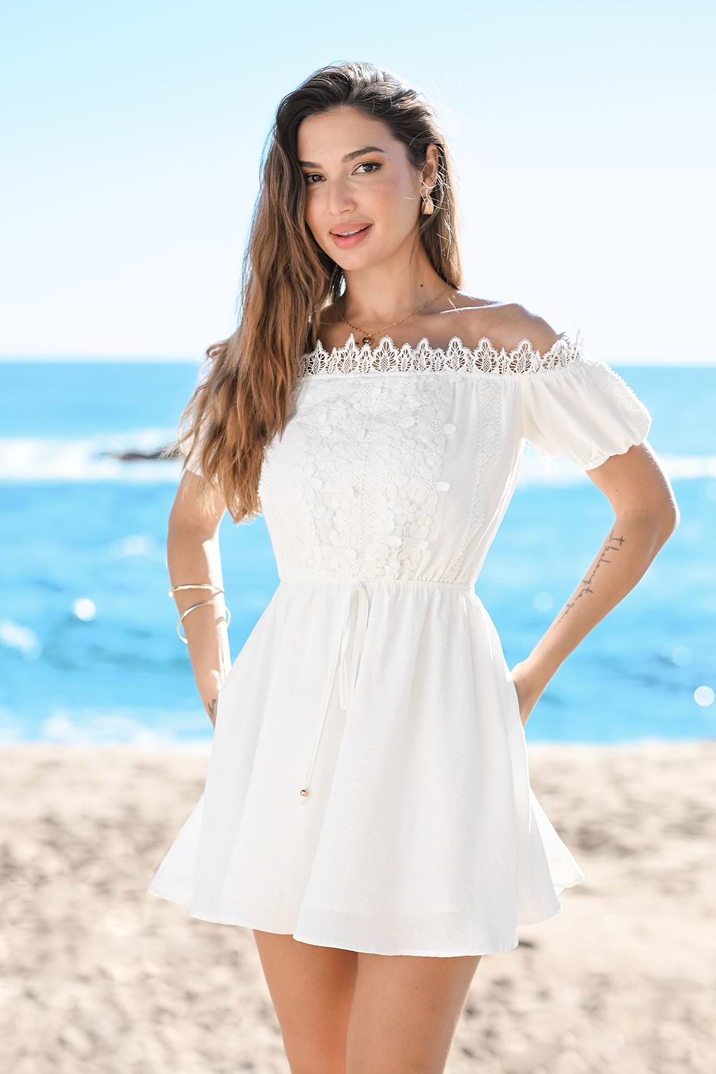 Heavenly Lace White Mini Dress