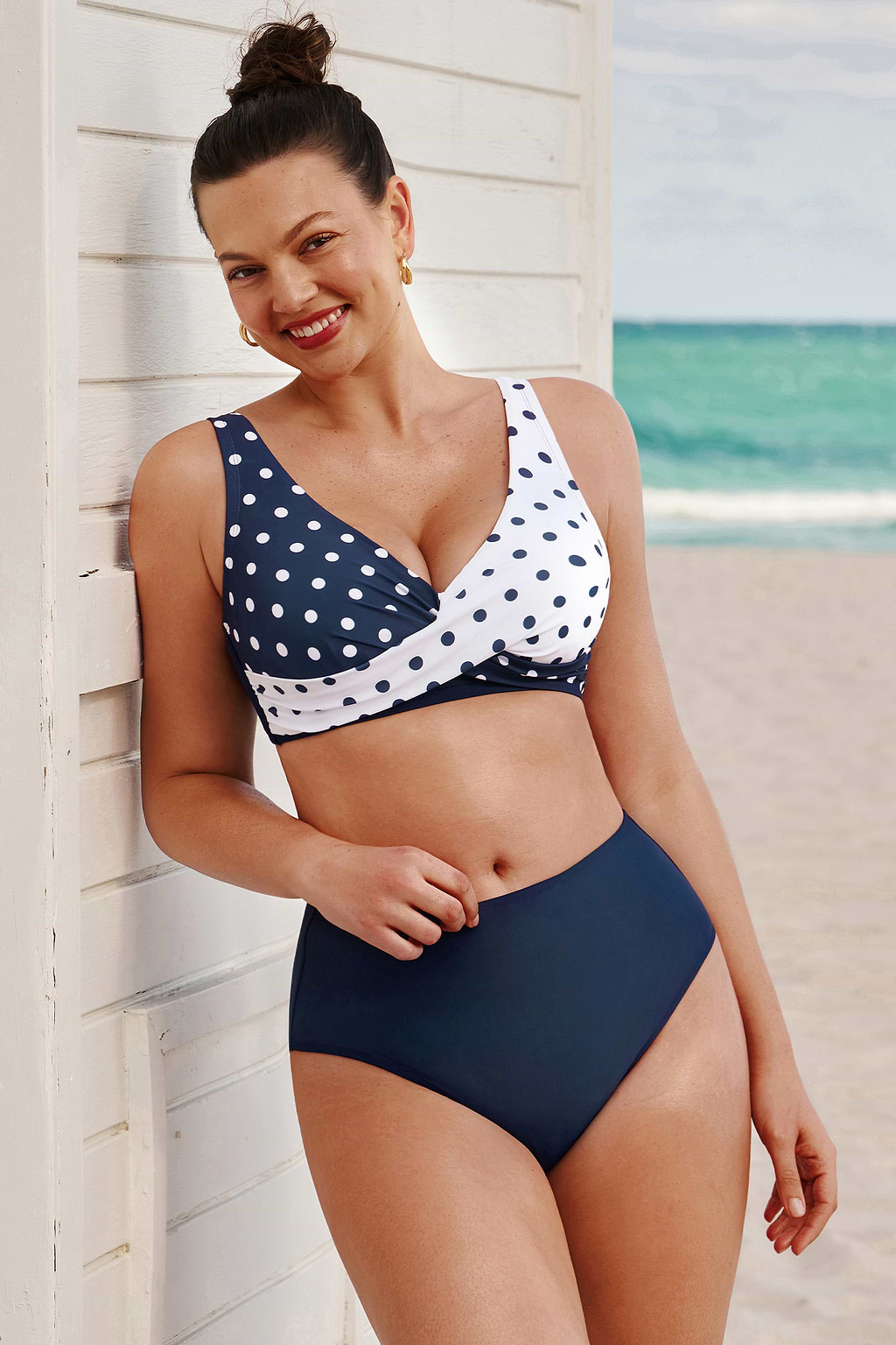 High Waist DD+ Bikini Set mit mittlerer Brustunterstützung