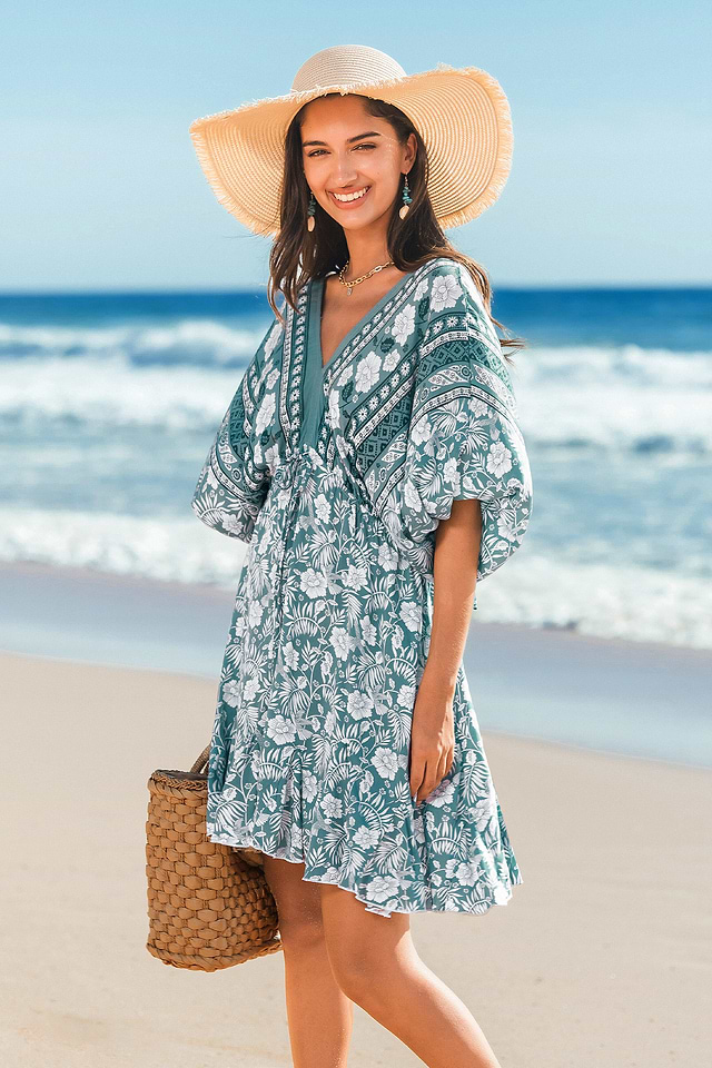 Sea Glass Bouquet Floral Mini Dress