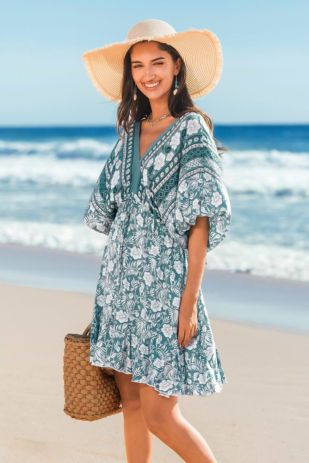 Sea Glass Bouquet Floral Mini Dress