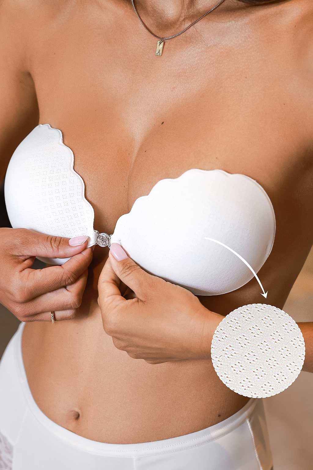 Delicate Edge White Adhesive Bra
