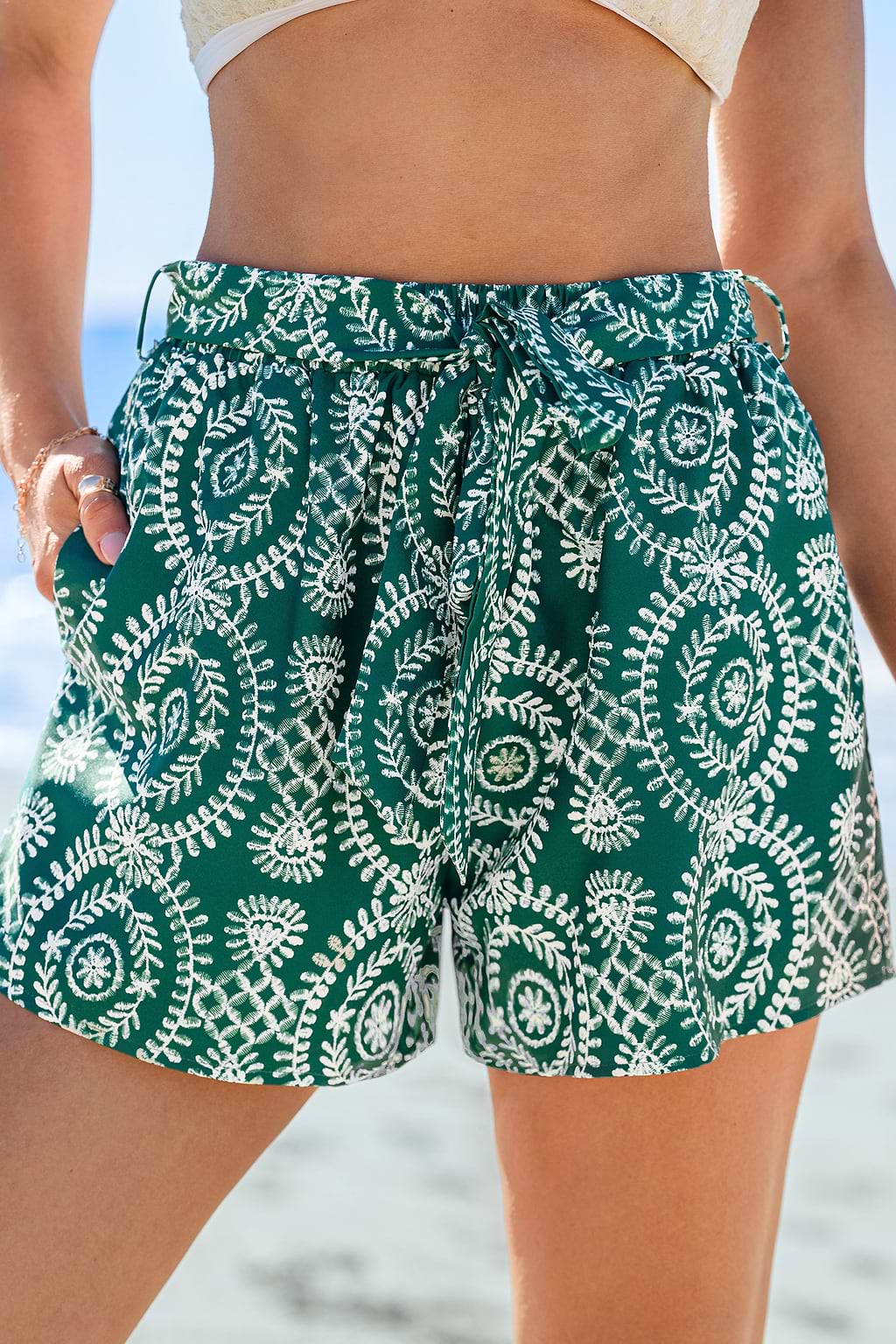 Gilded Fleur Ornate Cover-Up Shorts
