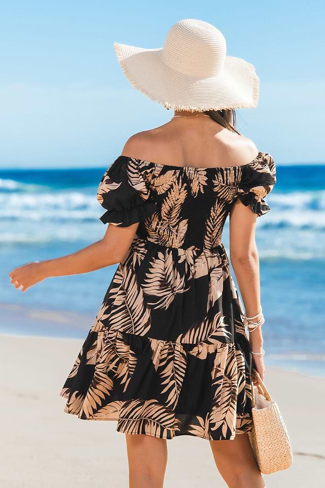 Petite Puff Tropical Mini Dress Petite Puff Tropical Mini Dress