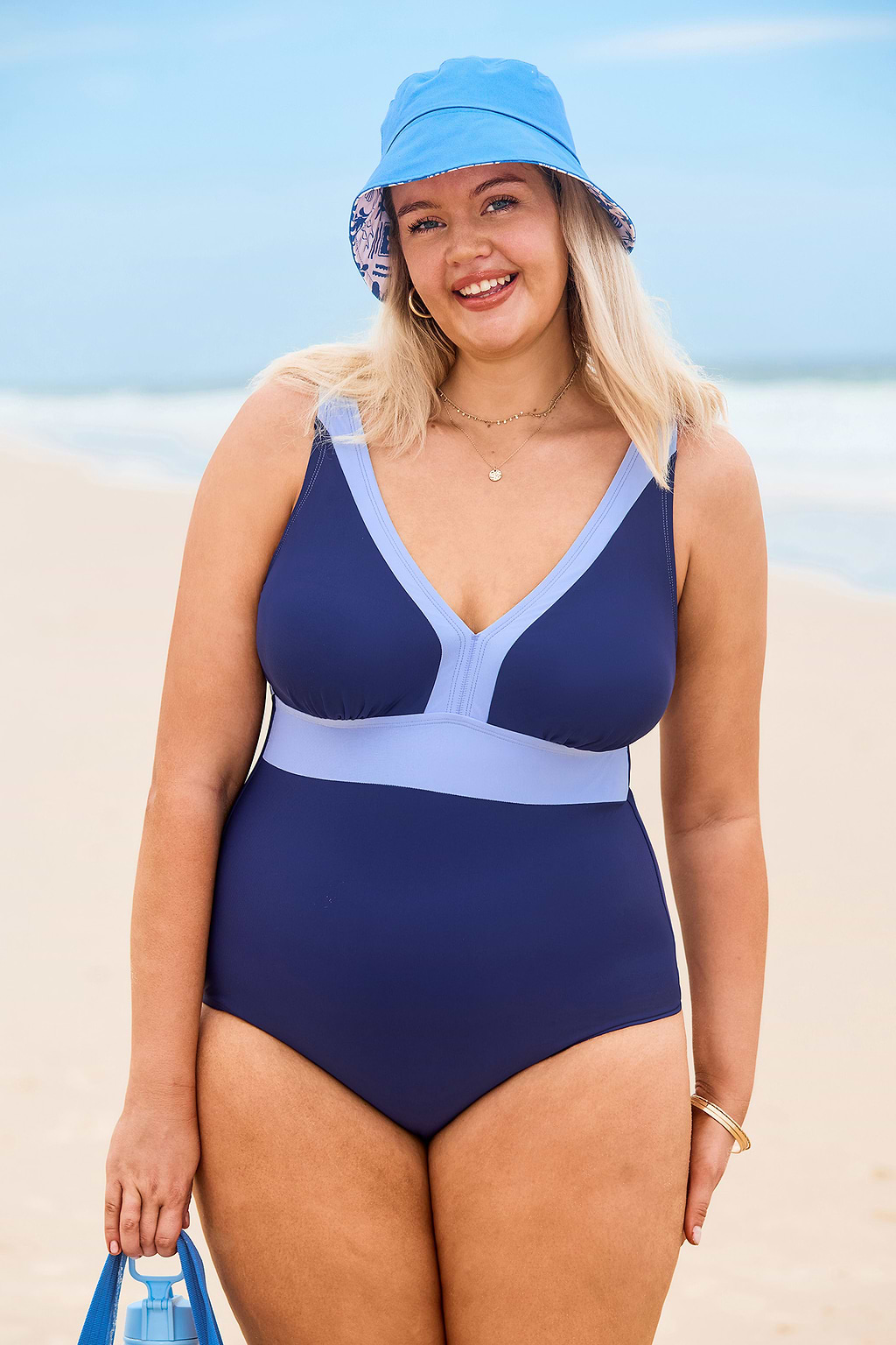 Moonlit Waves Blue One-Piece Swimsuit
