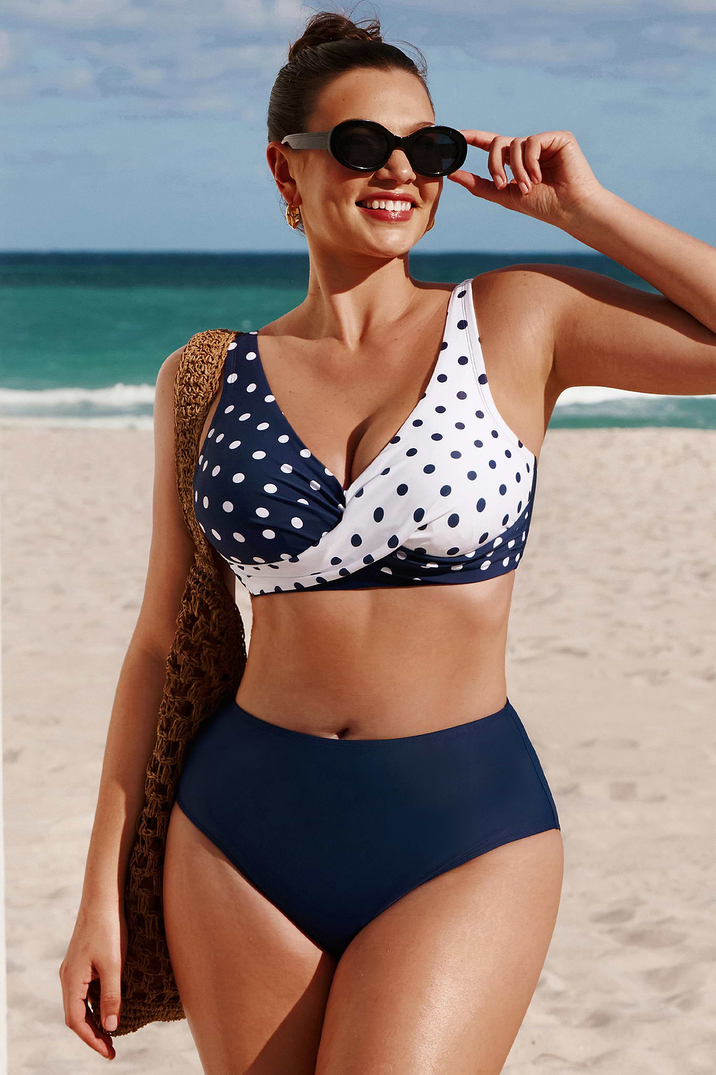 High Waist DD+ Bikini Set mit mittlerer Brustunterstützung