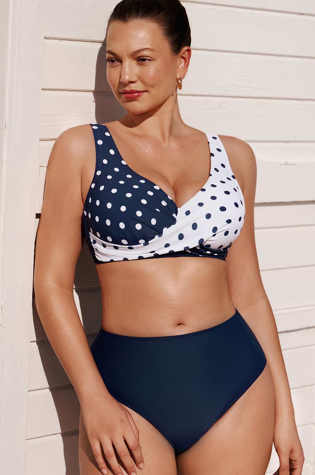 High Waist DD+ Bikini Set mit mittlerer Brustunterstützung
