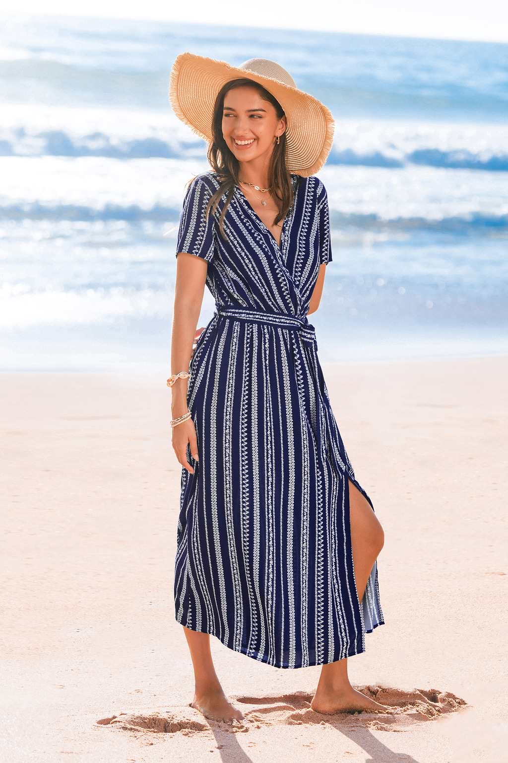 Robe longue boho col surplis