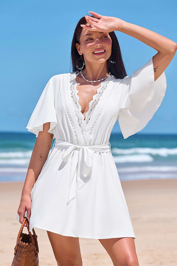 Lace Serenity White Cover-Up Mini Dress | Effortless Charm | Cupshe