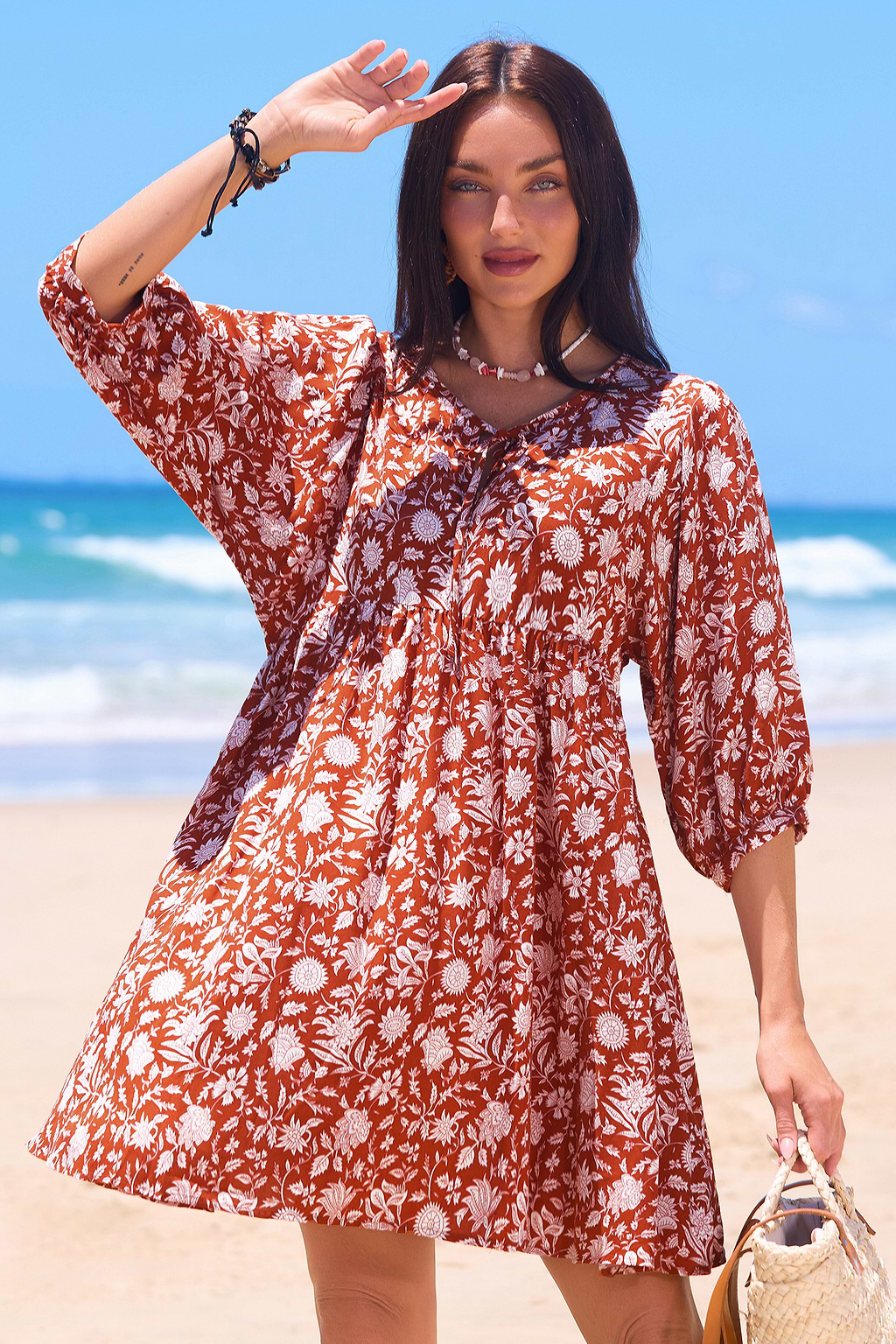 Orange Blossom Floral Mini Dress