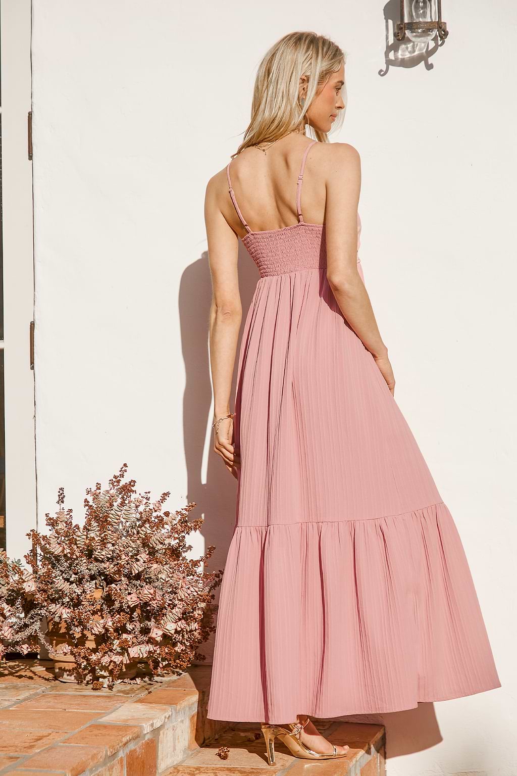 Rosy Petals Pink Maxi Dress
