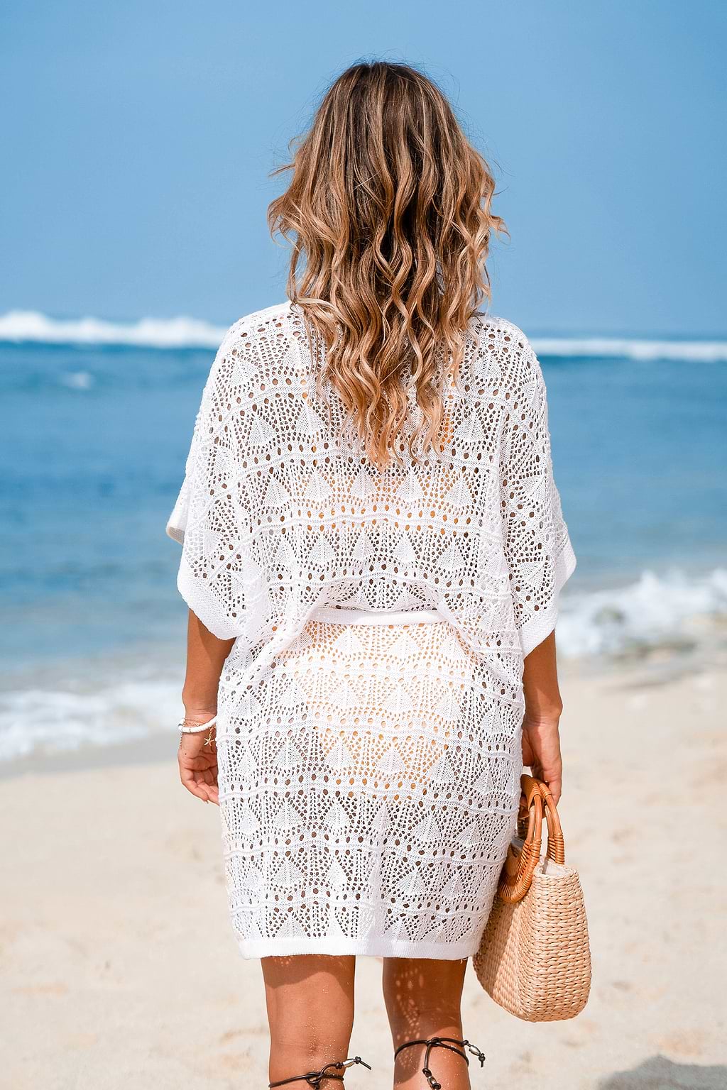 Sheer Comfort White Cover-Up Mini Dress