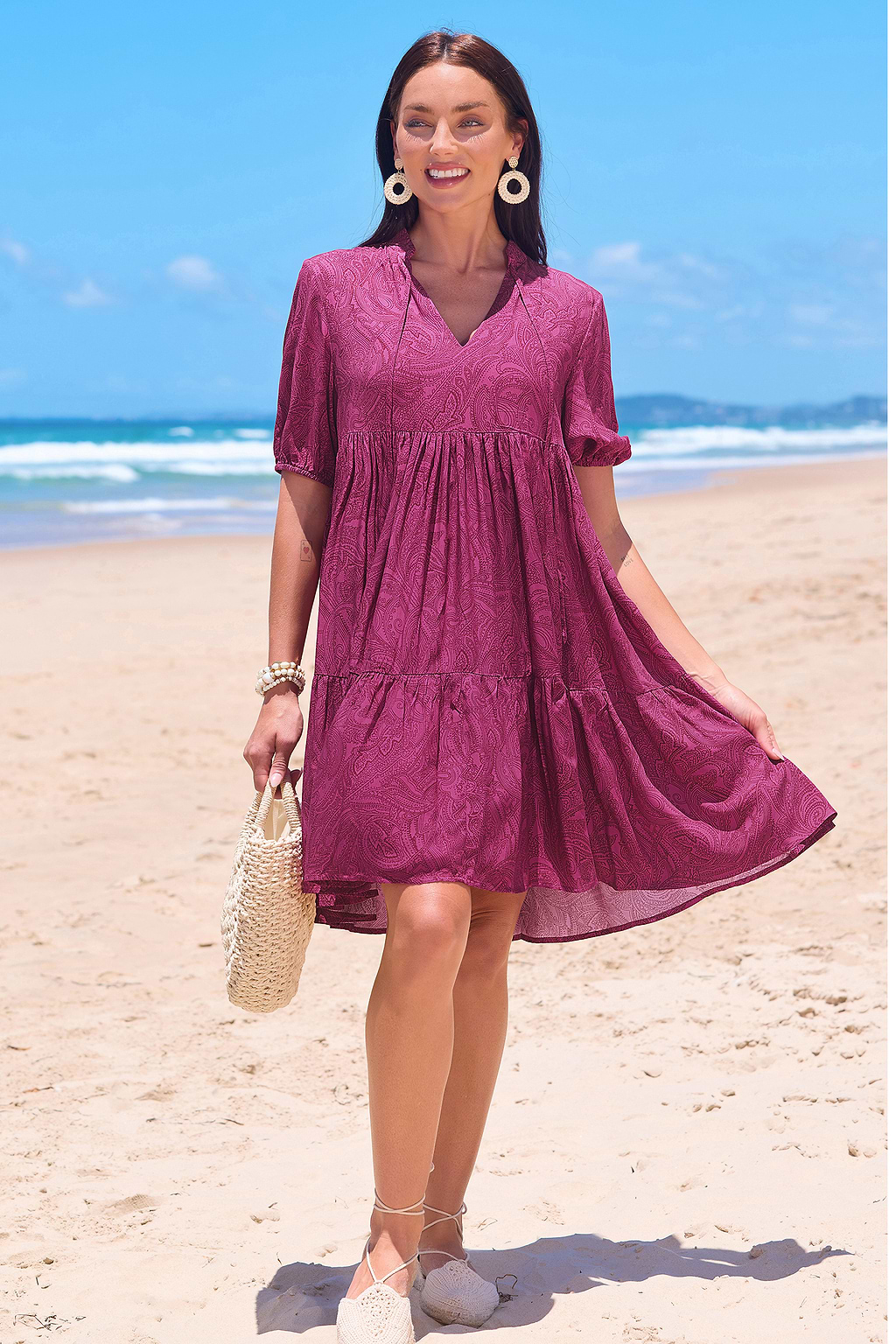 Wild Raspberry Paisley Mini Dress