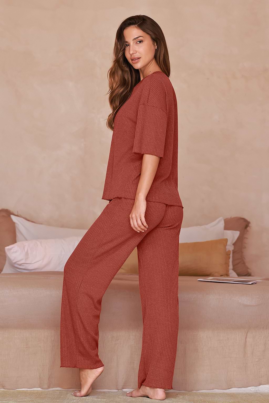 Sunday Morning Brown Pajama Set