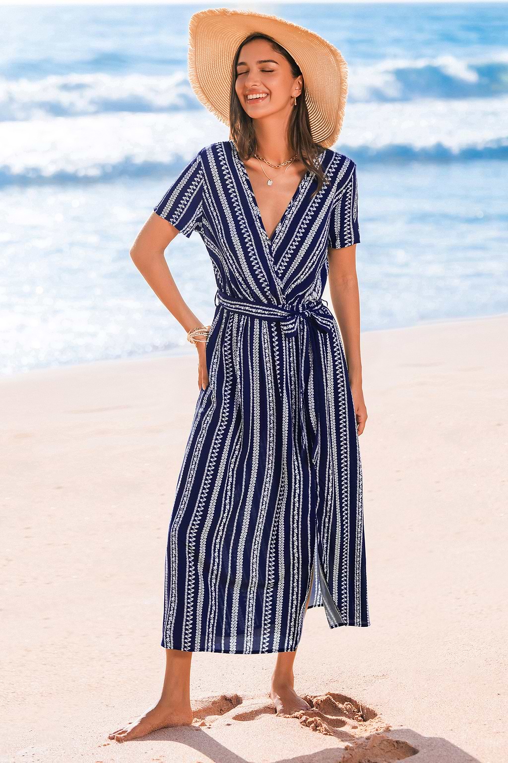 Robe longue boho col surplis