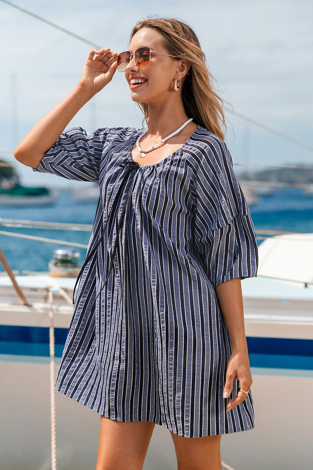 Ocean Breeze Striped Mini Dress