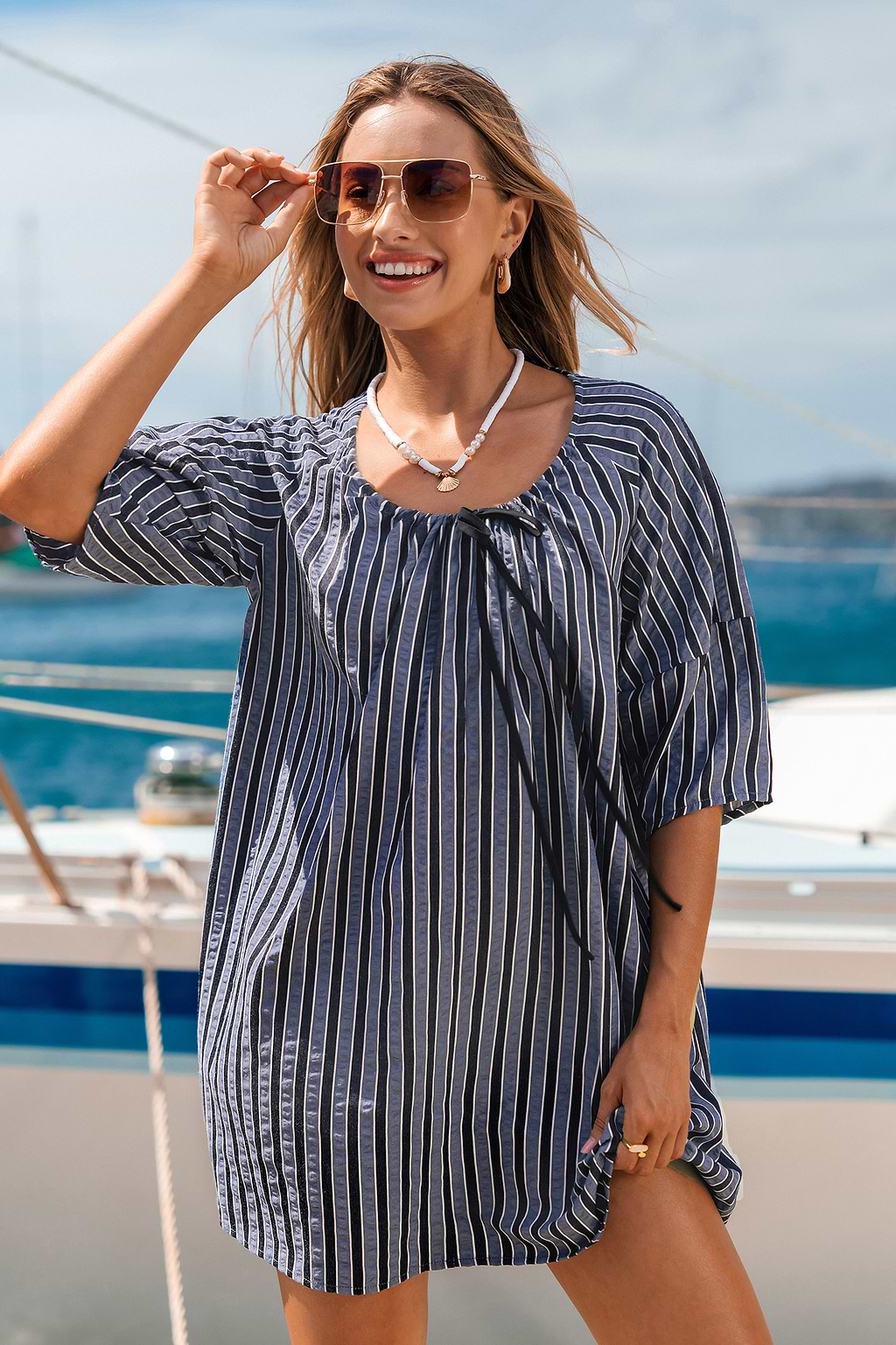 Ocean Breeze Striped Mini Dress