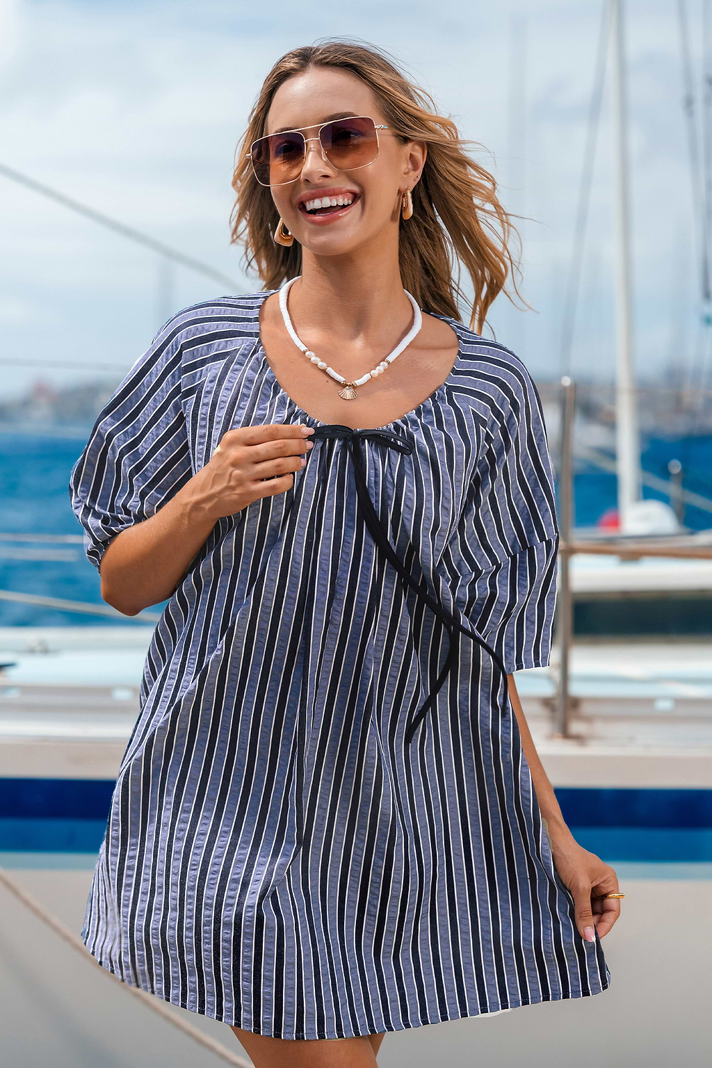 Ocean Breeze Striped Mini Dress