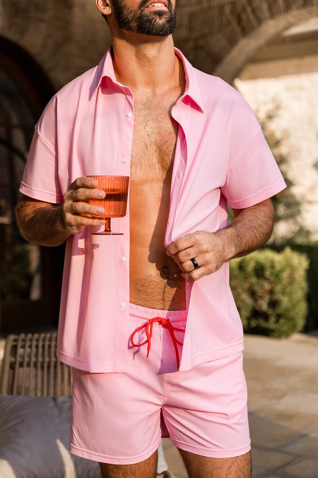 x JJD Chemise rose manches courtes