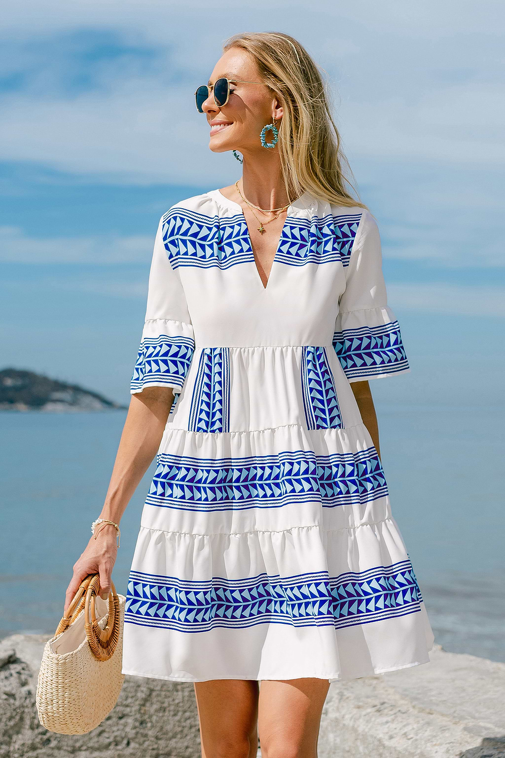 Coastal Breeze Geo Mini Dress