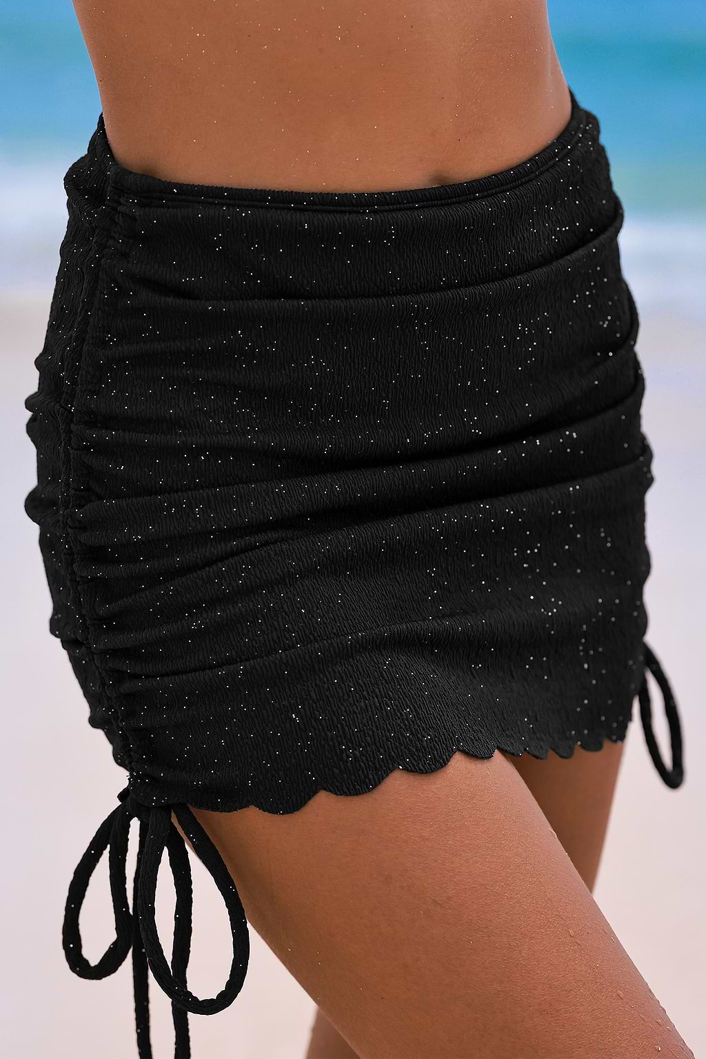 Soft Waves Black Swim Skirt