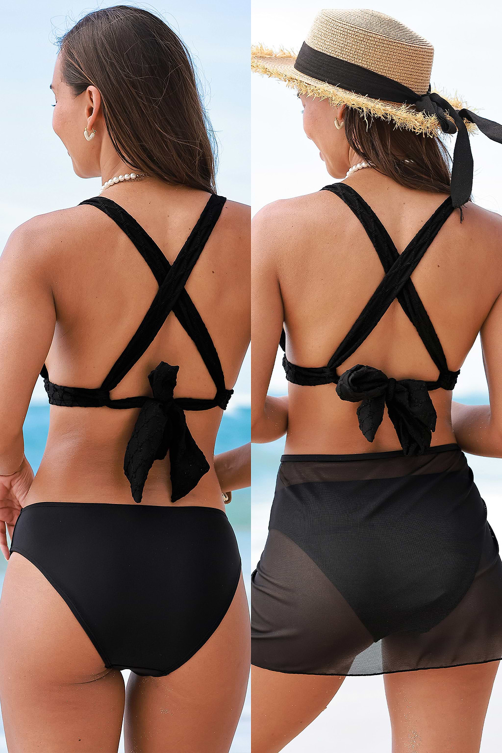 Glam Details Zwarte bikinibroekje en sarongset