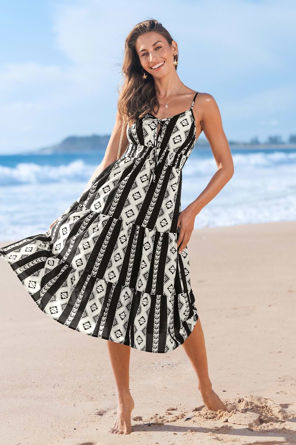 Boho Nights Geo Midi Dress