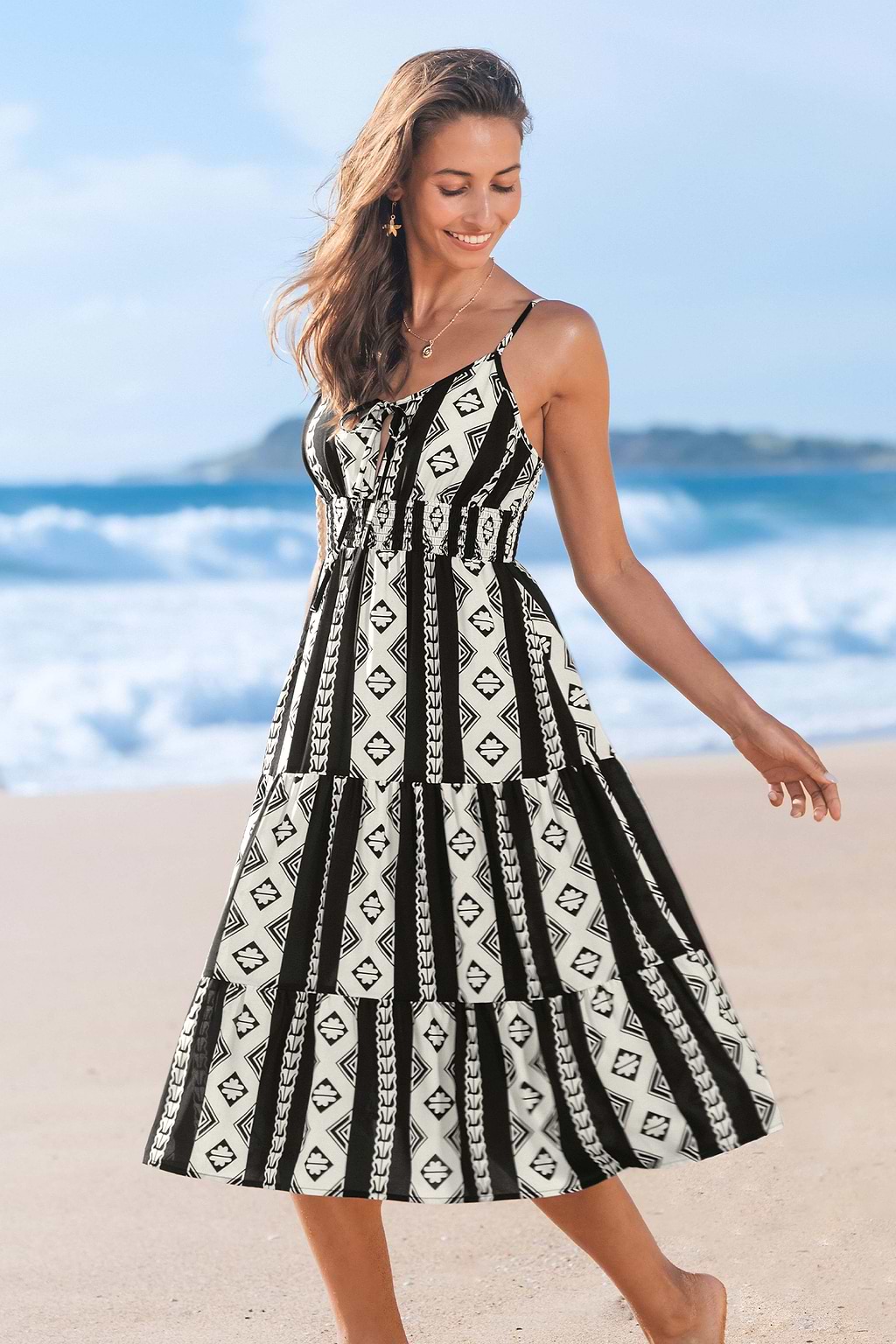 Boho Nights Geo Midi Dress