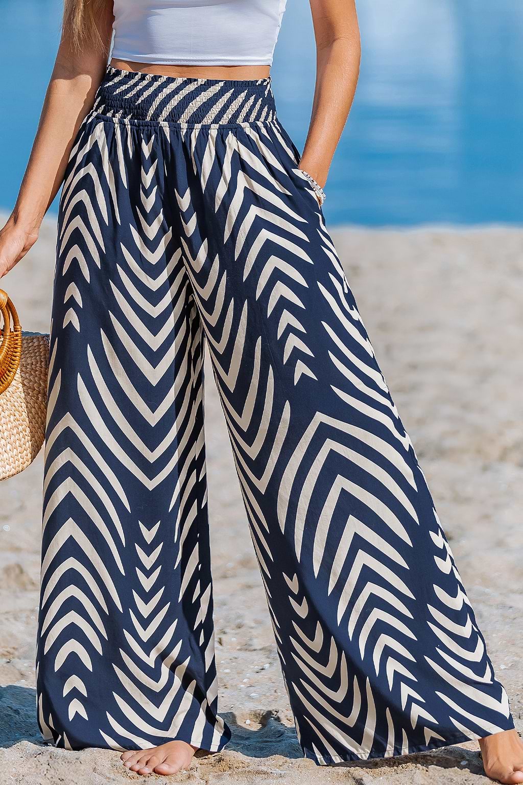 Tranquil Wave Abstract Cover-Up Pants